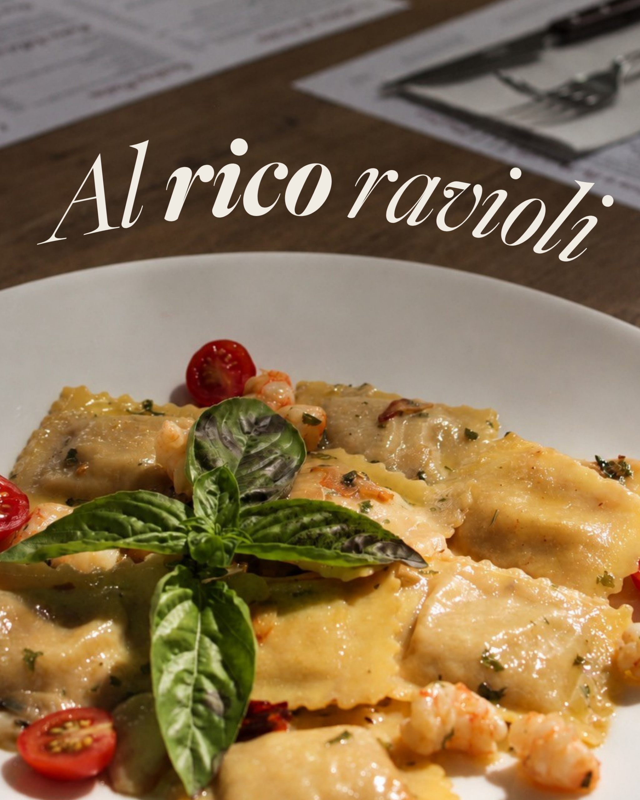 Plato de raviolis caseros de Pizzería Vesubio