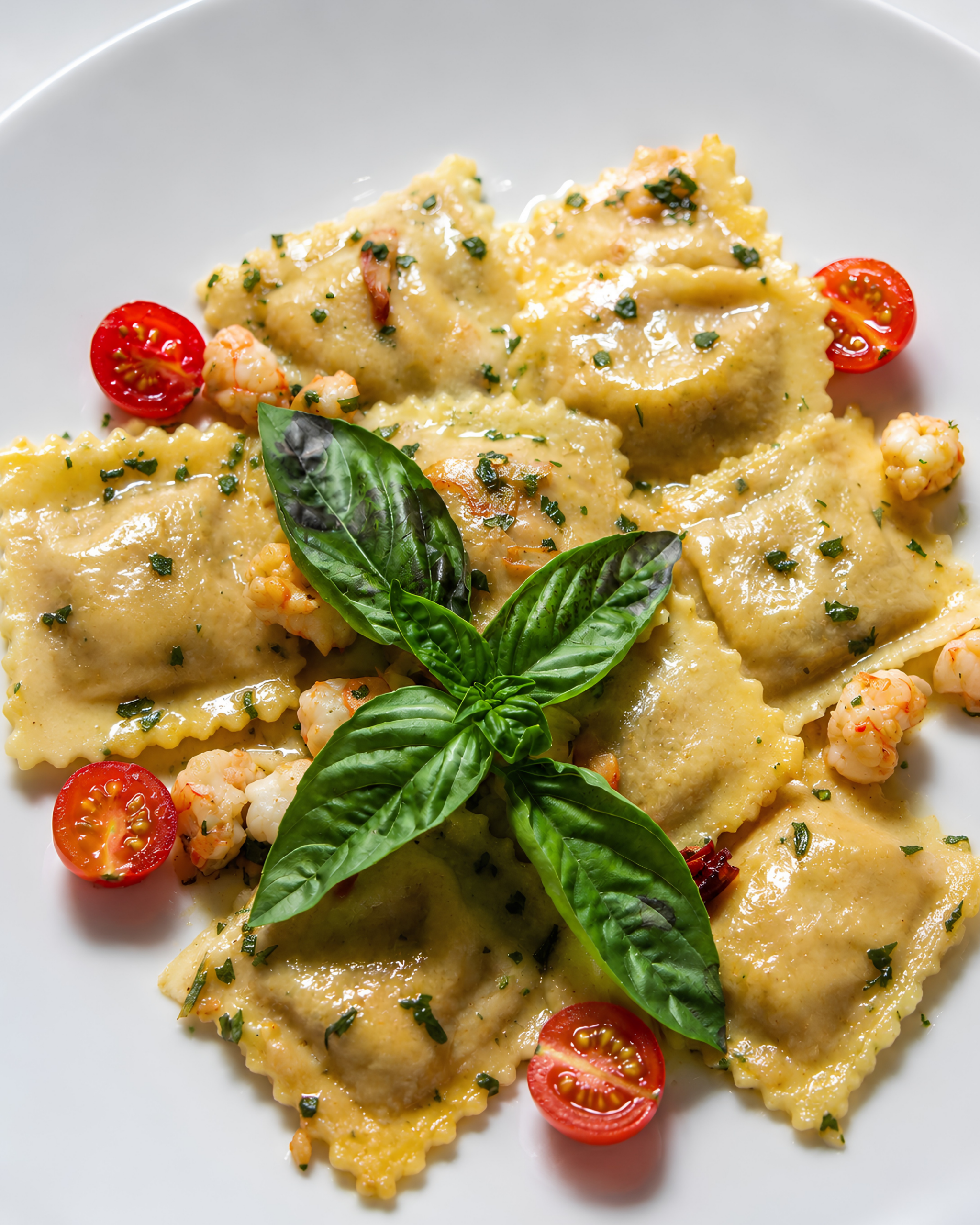 Plato de raviolis de Pizzería Vesubio visto desde otro ángulo